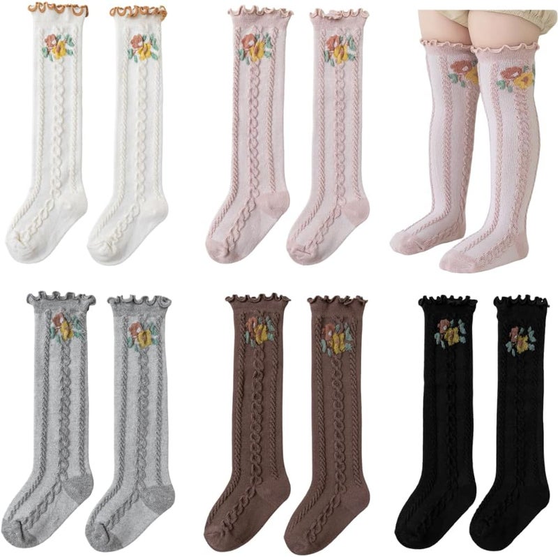 Adeimoo Baby Girls Knee High Socks Newborn Stocking Warm Cotton Stockings for Infants Toddlers - Image 1